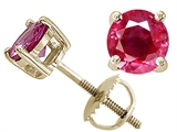 Tommaso Design™ Genuine 5mm. Round Ruby Screw Back Earring Studs
