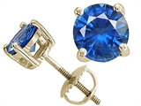 Tommaso Design™ Round 6 mm Genuine Sapphire Screw Back Earring Studs