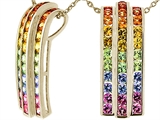 Tommaso Design™ 1.2 inch long Rainbow Sapphire Pendant with 34 Genuine Multi Color Sapphires