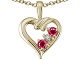 Tommaso Design™ Genuine Ruby and Diamond Heart Pendant