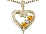 Tommaso Design™ Round 3 mm Genuine Citrine Heart Pendant