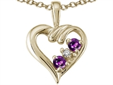 Tommaso Design™ Round 3mm Genuine Amethyst Heart Pendant