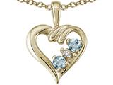 Tommaso Design™ Round 3mm Genuine Aquamarine Heart Pendant