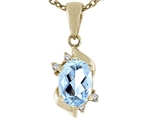 Tommaso Design™ Genuine Oval European Cut Aquamarine Pendant
