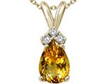 Tommaso Design™ Pear Shape 8x6mm Genuine Citrine and Diamond Pendant