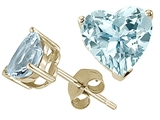 Tommaso Design™ Genuine 6mm Heart Shape Aquamarine Earring Studs