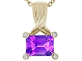 Tommaso Design™ Genuine Emerald Cut Amethyst Pendant