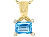 Tommaso Design™ Genuine Emerald Cut Blue Topaz Pendant