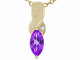 Tommaso Design™ Genuine Marquee Cut Amethyst and Diamond Pendant