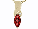 Tommaso Design™ Genuine Marquee Cut Garnet and Diamond Pendant