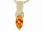 Tommaso Design™ Genuine Marquee Cut Citrine and Diamond Pendant