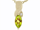 Tommaso Design™ Genuine Marquee Cut Peridot and Diamond Pendant