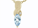 Tommaso Design™ Genuine Marquee Cut Aquamarine and Diamond Pendant