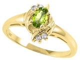 Tommaso Design™ Oval 5x3 mm Genuine Peridot and Diamond Ring