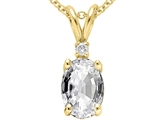 Tommaso Design™ Oval 7x5 mm Genuine White Topaz and Diamond Pendant