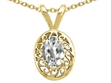 Tommaso Design™ Oval 6x4mm Genuine White Topaz Pendant