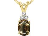 Tommaso Design™ Oval 8x6mm Genuine Smoky Quartz and Diamond Pendant