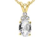 Tommaso Design™ Oval 8x6mm Genuine White Topaz and Diamond Pendant