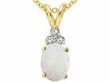 Tommaso Design™ Oval 8x6mm Genuine Opal and Diamond Pendant