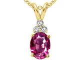 Tommaso Design™ Genuine Oval Pink Tourmaline and Diamonds Pendant