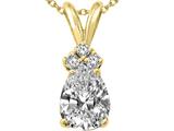 Tommaso Design™ Pear Shape 8x6mm Genuine White Topaz and Diamond Pendant