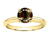 Tommaso Design™ Round 7mm Genuine Smoky Quartz Solitaire Engagement Ring