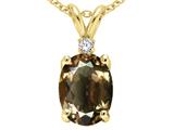 Tommaso Design™ Oval 8x6 mm Genuine Smoky Quartz And Diamond Pendant