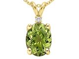 Tommaso Design™ Oval 9x7 mm Genuine Peridot And Diamond Pendant
