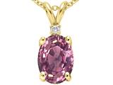 Tommaso Design™ Oval 8x6 mm Genuine Pink Tourmaline And Diamond Pendant