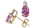 Tommaso Design™ Genuine Oval Pink Sapphire and Diamond Earrings