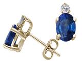 Tommaso Design™ Oval 6x4 mm Genuine Sapphire And Diamond Earring Studs