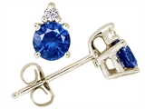 Tommaso Design™ Round 5mm Genuine Sapphire and Diamond Earrings