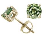 Tommaso Design™ Round 7mm Simulated Green Sapphire Screw Back Earring Studs