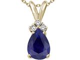 Tommaso Design™ Pear Shape 8x6mm Genuine Sapphire and Diamond Pendant
