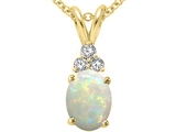 Tommaso Design™ Genuine Opal Oval 8x6 and Diamond Pendant