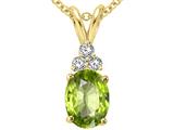 Tommaso Design™ Genuine Peridot and Diamond Pendant