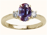 Tommaso Design™ Oval 9x7 mm Simulated Alexandrite And Genuine Diamond Engagement Ring