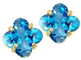 Tommaso Design™ Genuine Clover Cut Blue Topaz Earrings