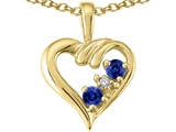 Tommaso Design™ Genuine Sapphire and Diamond Heart Pendant