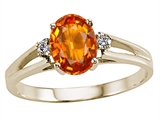 Tommaso Design™ Oval 7x5mm Genuine Orange Sapphire Ring