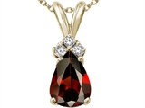 Tommaso Design™ Pear Shape 8x6mm Genuine Garnet and Diamond Pendant