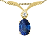 Tommaso Design™ Oval 7x5mm Genuine Sapphire and Diamond Pendant
