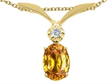 Tommaso Design™ Oval 7x5mm Genuine Yellow Sapphire and Diamond Pendant
