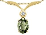 Tommaso Design™ Oval 7x5mm Genuine Green Sapphire and Diamond Pendant