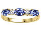 Tommaso Design™ Oval 5x3mm Genuine Tanzanite and Diamond Ring Band