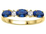 Tommaso Design™ Genuine Sapphire and Diamond 3 Stone Band