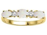 Tommaso Design™ Genuine Opal and Diamond 3 Stone Band
