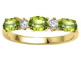 Tommaso Design™ Oval 5x3mm Genuine Peridot and Diamond Ring Band