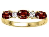 Tommaso Design™ Genuine Garnet and Diamond 3 Stone Band