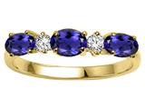 Tommaso Design™ Oval 5x3mm Genuine Iolite and Diamond Ring Band